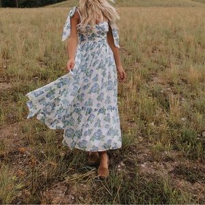 Blue and white floral dress